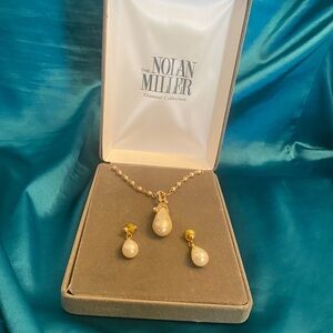 Nolan Miller Glamour Collection - Vienna Pendant & Napier Pearl-like Earring Set